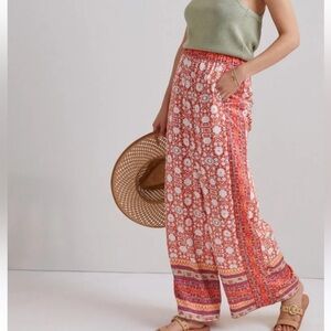 Anthropologie Vale Orange/Pink Patterned Wide Leg Boho Palazzo Pants NWOT